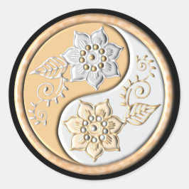 Goud & Zilver Yin Yang Ronde Sticker