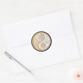 Goud & Zilver Yin Yang Ronde Sticker (Envelop)