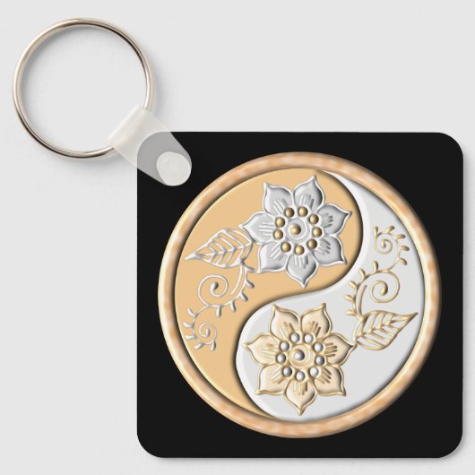 Goud & Zilver Yin Yang Sleutelhanger (Voorkant)