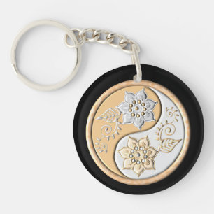 Goud & Zilver Yin Yang  Sleutelhanger