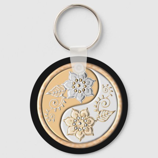 Goud & Zilver Yin Yang Sleutelhanger (Voorkant)