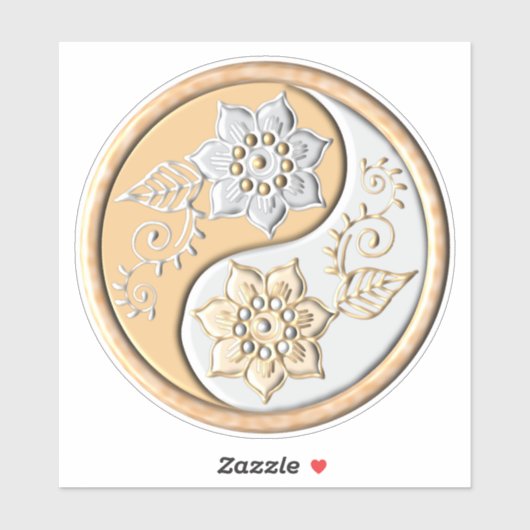 Goud & Zilver Yin Yang Sticker (Vel)