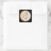 Goud & Zilver Yin Yang Vierkante Sticker (Tas)