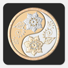Goud & Zilver Yin Yang Vierkante Sticker