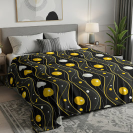 Goud Zilver Zwart Art Deco Patroon Fleece Deken