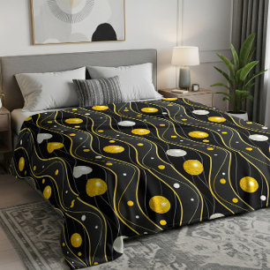 Goud Zilver Zwart Art Deco Patroon Fleece Deken