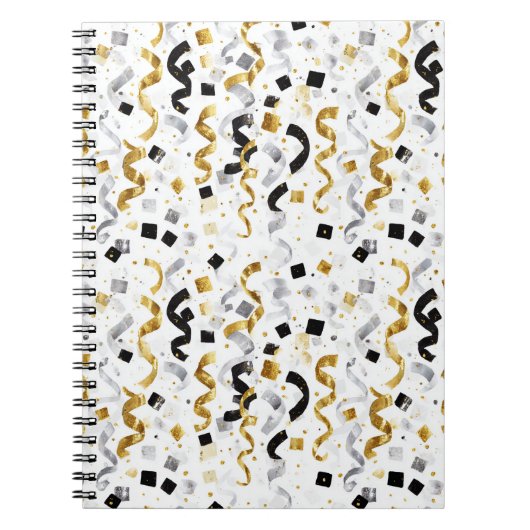Goud Zilver Zwart Confetti Notitieboek (Voorkant)