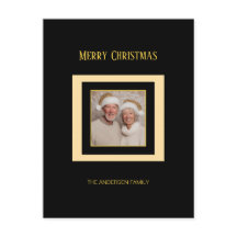 Goud Zilver Zwart Elegante Foto Kerst Briefkaart