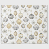 Goud Zilver Zwart Kerst  Ornamenten Cadeaupapier (Vlak)