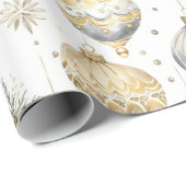 Goud Zilver Zwart Kerst  Ornamenten Cadeaupapier (Rol Hoek)