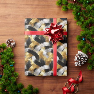 Goud Zilver Zwart Kerst Viering Cadeaupapier