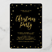 Goud Zilver & Zwart Modern Kerstfeest Folie Uitnodiging (Voorkant)