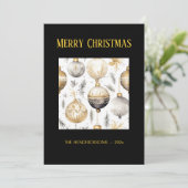 Goud Zilver Zwart Ornamenten Kerst Kaart (Staand voorkant)