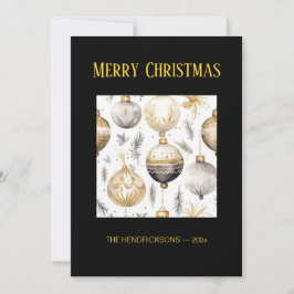 Goud Zilver Zwart Ornamenten Kerst Kaart
