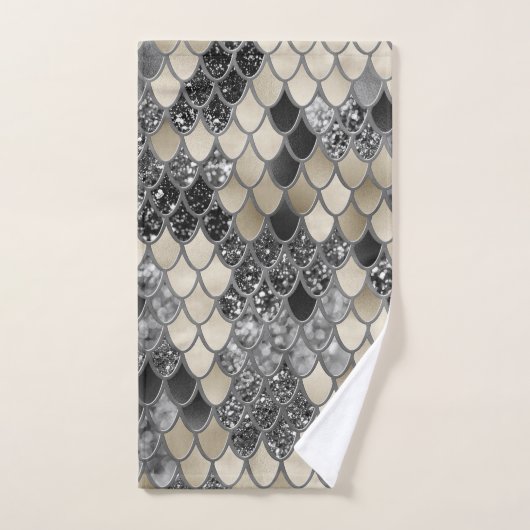 Goud Zilver Zwart Zeemeermin Schalen Glam #1 #art Bad Handdoek (Handdoek)