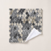 Goud Zilver Zwart Zeemeermin Schalen Glam #1 #art Bad Handdoek (Wasdoekje)