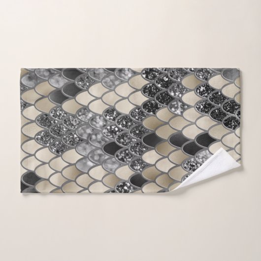 Goud Zilver Zwart Zeemeermin Schalen Glam #1 #art Bad Handdoek (Handdoek)