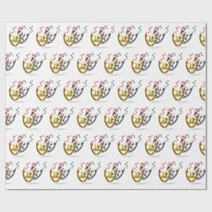 Goud zilverdraf comedy theatermaskers cadeaupapier