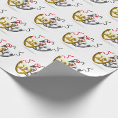Goud zilverdraf comedy theatermaskers cadeaupapier (Hoek)