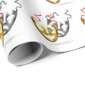 Goud zilverdraf comedy theatermaskers cadeaupapier (Rol Hoek)
