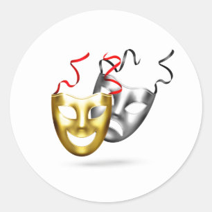 Goud zilverdrama, komisch theater ronde sticker