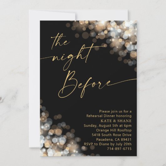 Goud & Zilveren Bokeh Glitter repetitie diner Kaart (Voorkant)