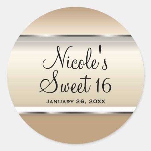 Goud & Zilveren Glam Bruiloft Verjaardagsfeestje Ronde Sticker (Voorkant)
