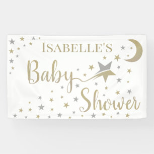 Goud zilveren glitter-baby shower neutraal spandoek