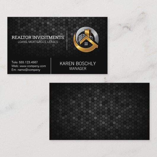 Goud Zilveren Huis en Gebouw Logo Visitekaartje (Voorkant / Achterkant)