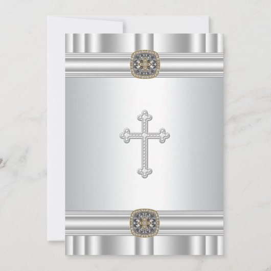 Goud Zilveren Kruis Meisjes Eerste Communie Kaart (Achterkant)