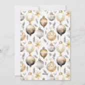 Goud Zilveren Ornamenten Zwart Foto Kerst Kaart (Achterkant)