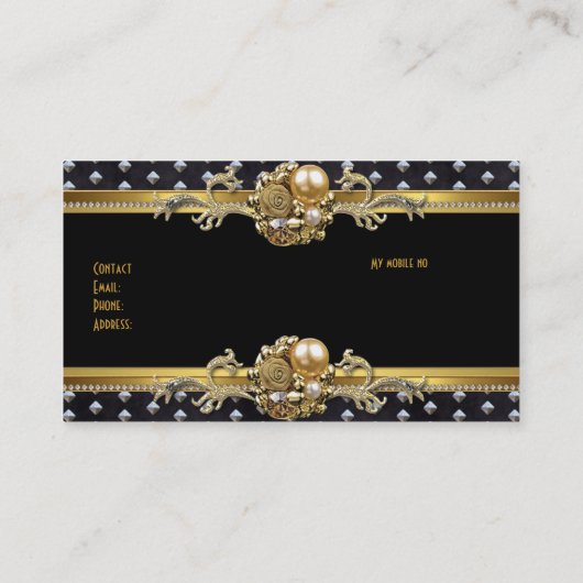 Goud Zilveren Studs Zwart Elegant Classy Jewel 2 Visitekaartje (Achterkant)