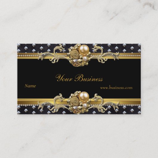 Goud Zilveren Studs Zwart Elegant Classy Jewel 2 Visitekaartje (Voorkant)