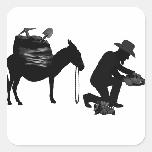Goud zoeken vierkante sticker (Voorkant)