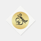 Goud Zoet 16 Papier Servet met Hart (Hoek)