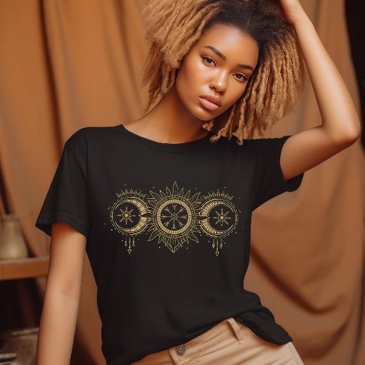 Goud Zon en Maan Ontwerp T-shirt