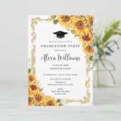  Goud Zonnebloem Geel Bloemen Afstuderen Kaart (Staand voorkant)