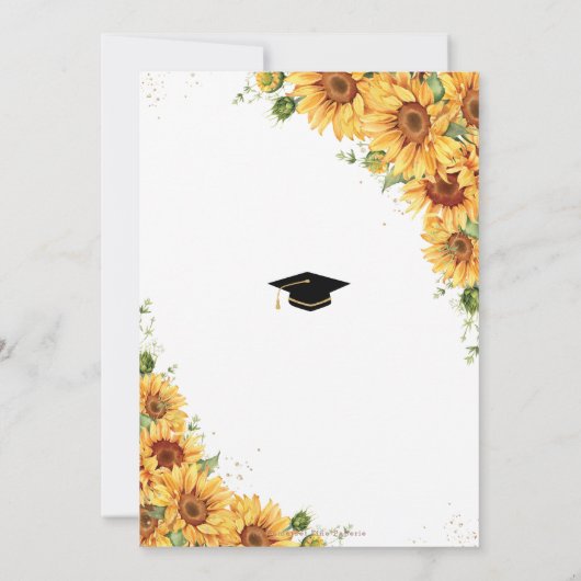 Goud Zonnebloem Geel Bloemen Afstuderen Kaart (Achterkant)