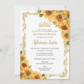  Goud Zonnebloem Geel Bloemen Quinceañera Kaart (Voorkant)