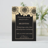 Goud, zonnebloemen, Glitter Wedding Reception Kaart (Staand voorkant)