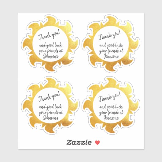 Goud zonnetje Dank je sticker (Vel)