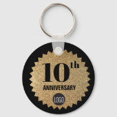 Goud Zwart 10-jarig jubileum Werknemer Gift Logo Sleutelhanger (Achterkant)