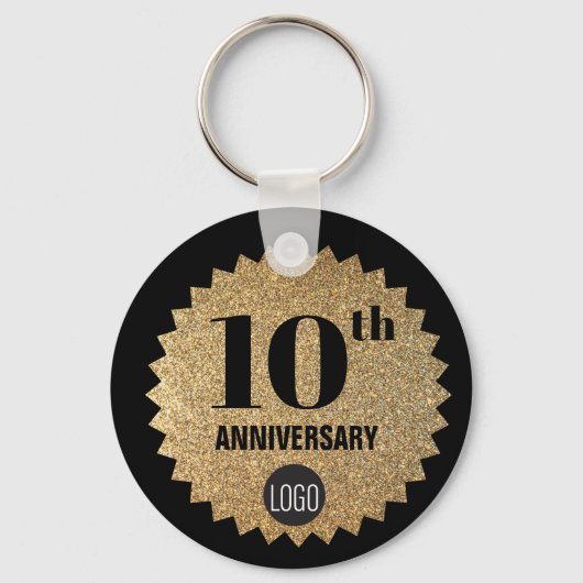 Goud Zwart 10-jarig jubileum Werknemer Gift Logo Sleutelhanger (Achterkant)