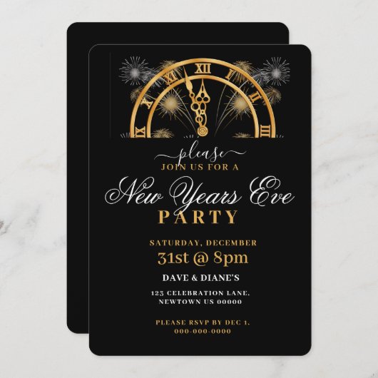 GOUD & ZWART, 12 0'CLOCK, NIEUWJAARSFEEST KAART (Voorkant / Achterkant)