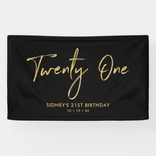 Goud & Zwart | 21e Verjaardag Party Banner (Horizontaal)