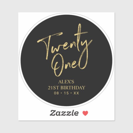 Goud & Zwart 21e Verjaardagsfeest Dank je sticker (Vel)