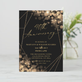 Goud & Zwart 40e bruiloft Jubileum Kaart