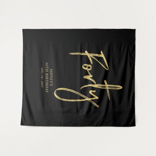 Goud & Zwart 40e Verjaardagsfeest Achtergrond Tapi Wandkleed (Voorkant (horizontaal))