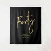 Goud & Zwart 40e Verjaardagsfeest Achtergrond Tapi Wandkleed (Voorkant)