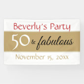 Goud Zwart 50 & Fabulous Typografie 50e Verjaardag Spandoek (Horizontaal)